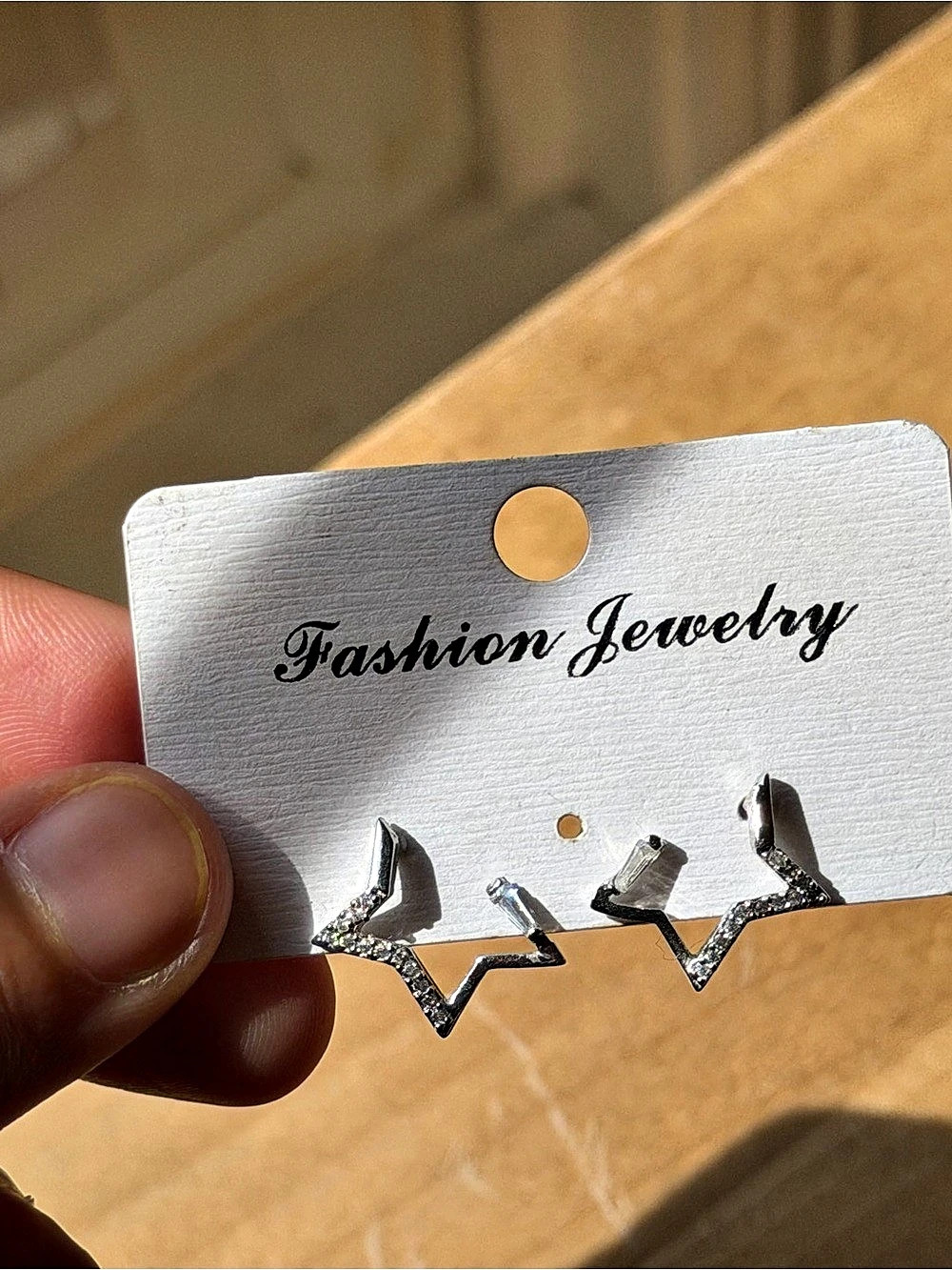 Silver Rhinestone Star Stud Earrings
